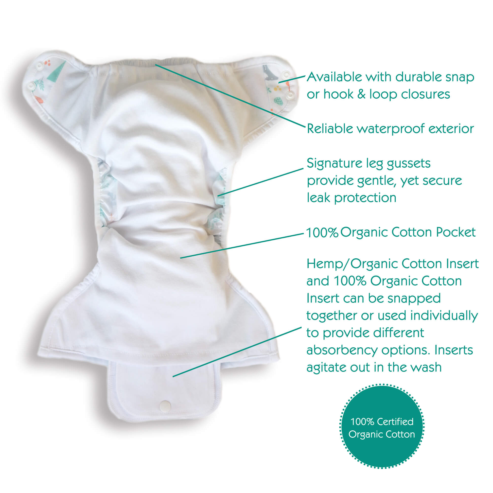Thirsties Natural Pocketwindel One Size mit Klettverschluss